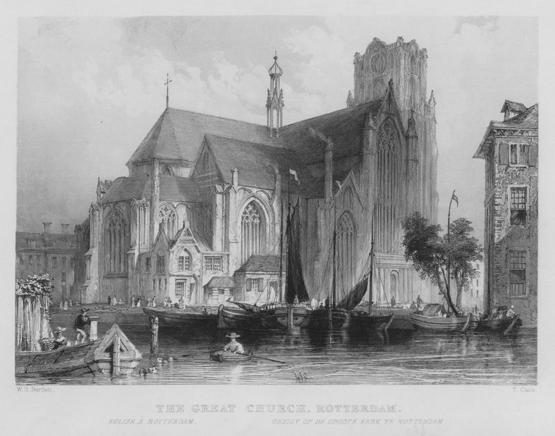 Nagytemplom, Rotterdam (metszet) alkotó: William Henry Bartlett