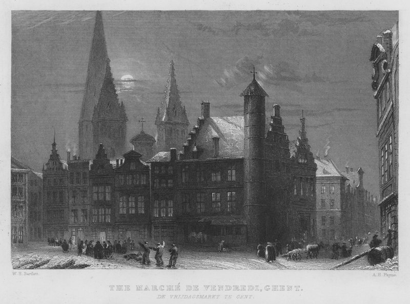 Péntek március, Gent (metszet) alkotó: William Henry Bartlett