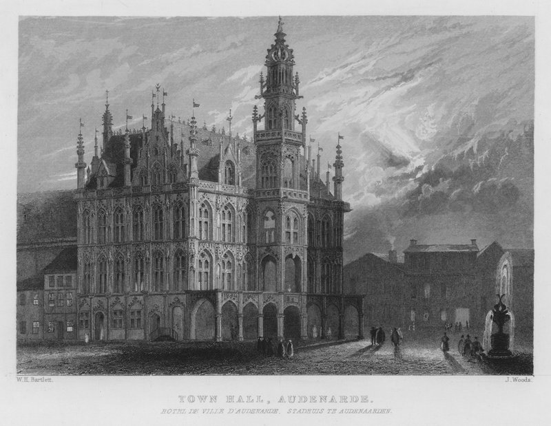 Városháza, Audenarde (metszet) alkotó: William Henry Bartlett