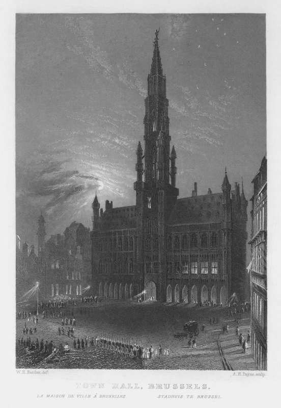 Városháza, Brüsszel (metszet) alkotó: William Henry Bartlett