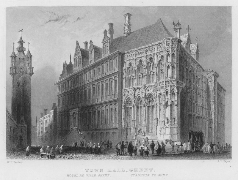 Városháza, Gent (metszet) alkotó: William Henry Bartlett