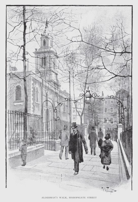 Anderman sétája, Bishopsgate Street (litho) alkotó: William Luker