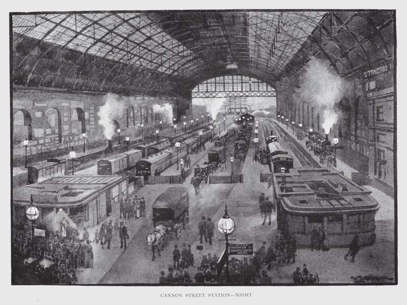 Cannon Street állomás, éjszakai (litho) alkotó: William Luker