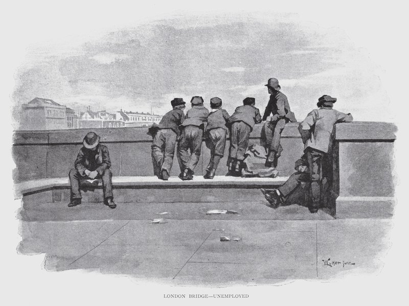 London Bridge, munkanélküli (litho) alkotó: William Luker