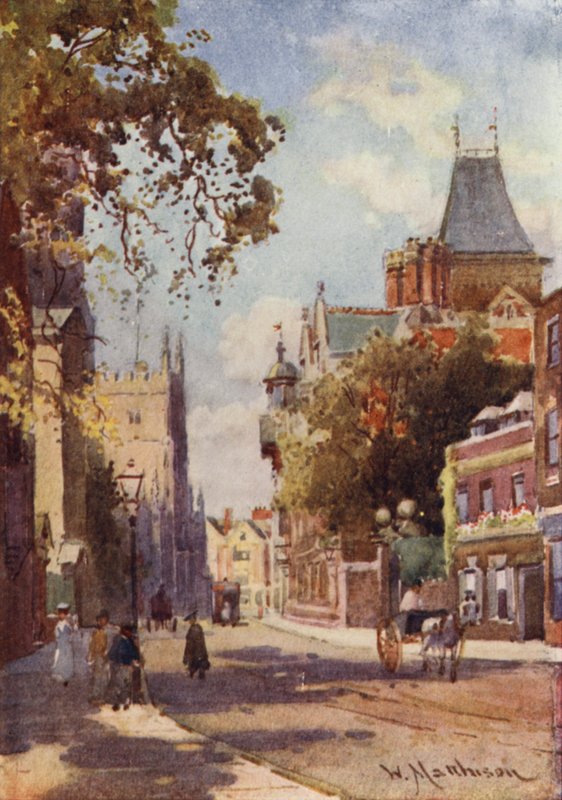 Trumpington Street a Peterhouse-tól alkotó: William Matthison