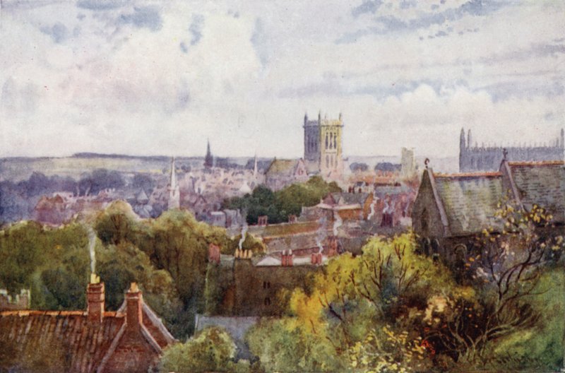 Kilátás Cambridge-re a Castle Hill felől alkotó: William Matthison
