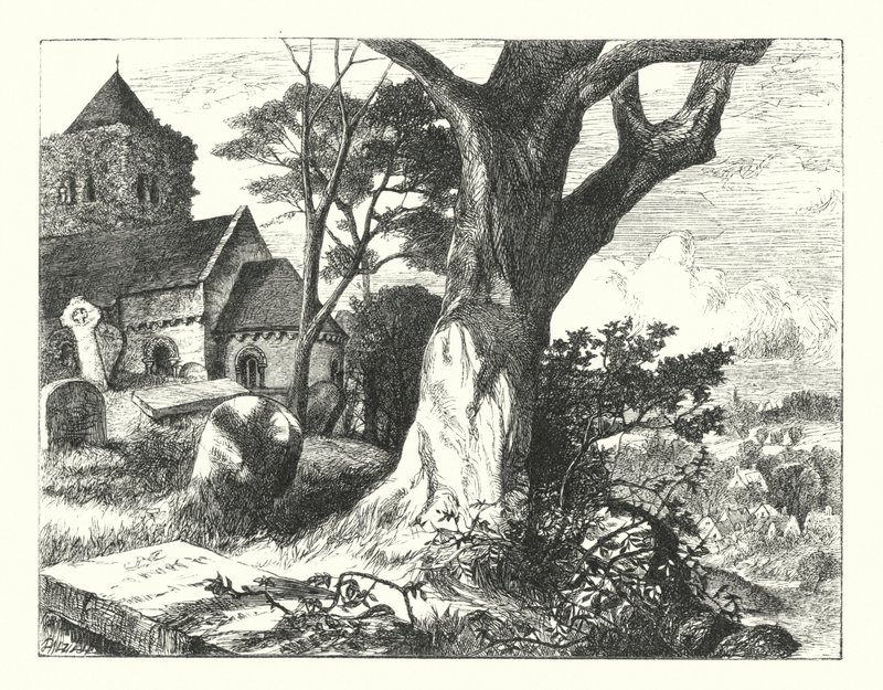 A falu templomkertje (metszet) alkotó: William Paton Burton