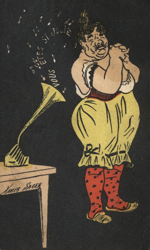 Nő gramofonnal alkotó: Xavier Sager