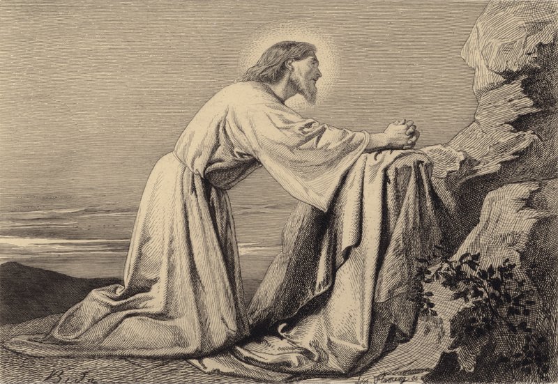Jézus imádkozik alkotó: after Albert Robida
