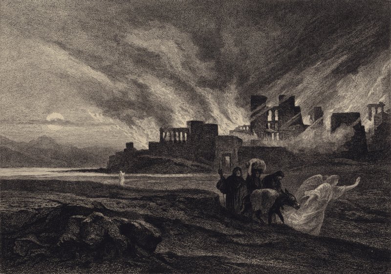 Szodoma pusztulása alkotó: after Albert Robida