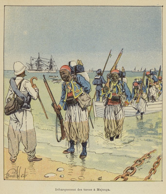 A turkók partraszállása Majungában alkotó: after Louis Charles Bombled