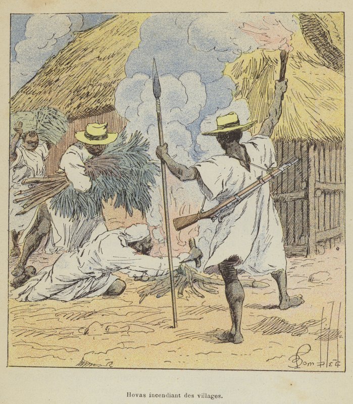 Hovas égő falvak alkotó: after Louis Charles Bombled