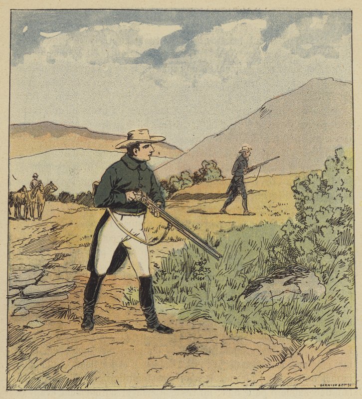 A császár a fogolyra vadászik alkotó: after Louis Charles Bombled
