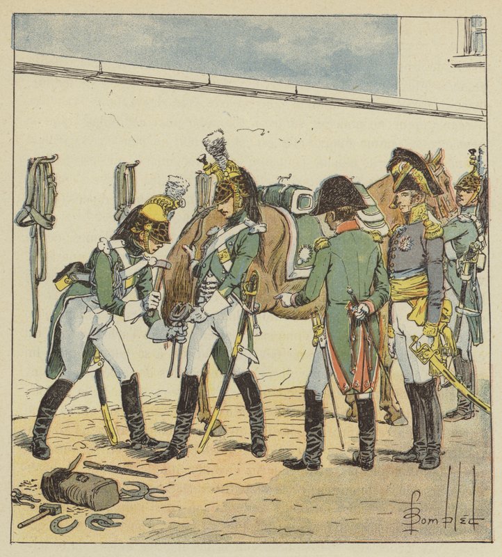 A császár megvizsgálja Saint-Germain iskoláját alkotó: after Louis Charles Bombled