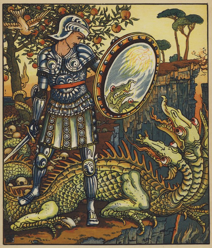 Cheri herceg és a sárkány alkotó: after Walter Crane